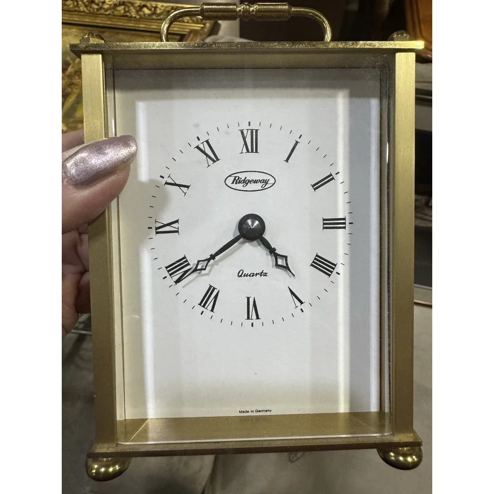 Ridgeway‎ Brass Carriage Clock Quartz Roman Numeral Made In Germany